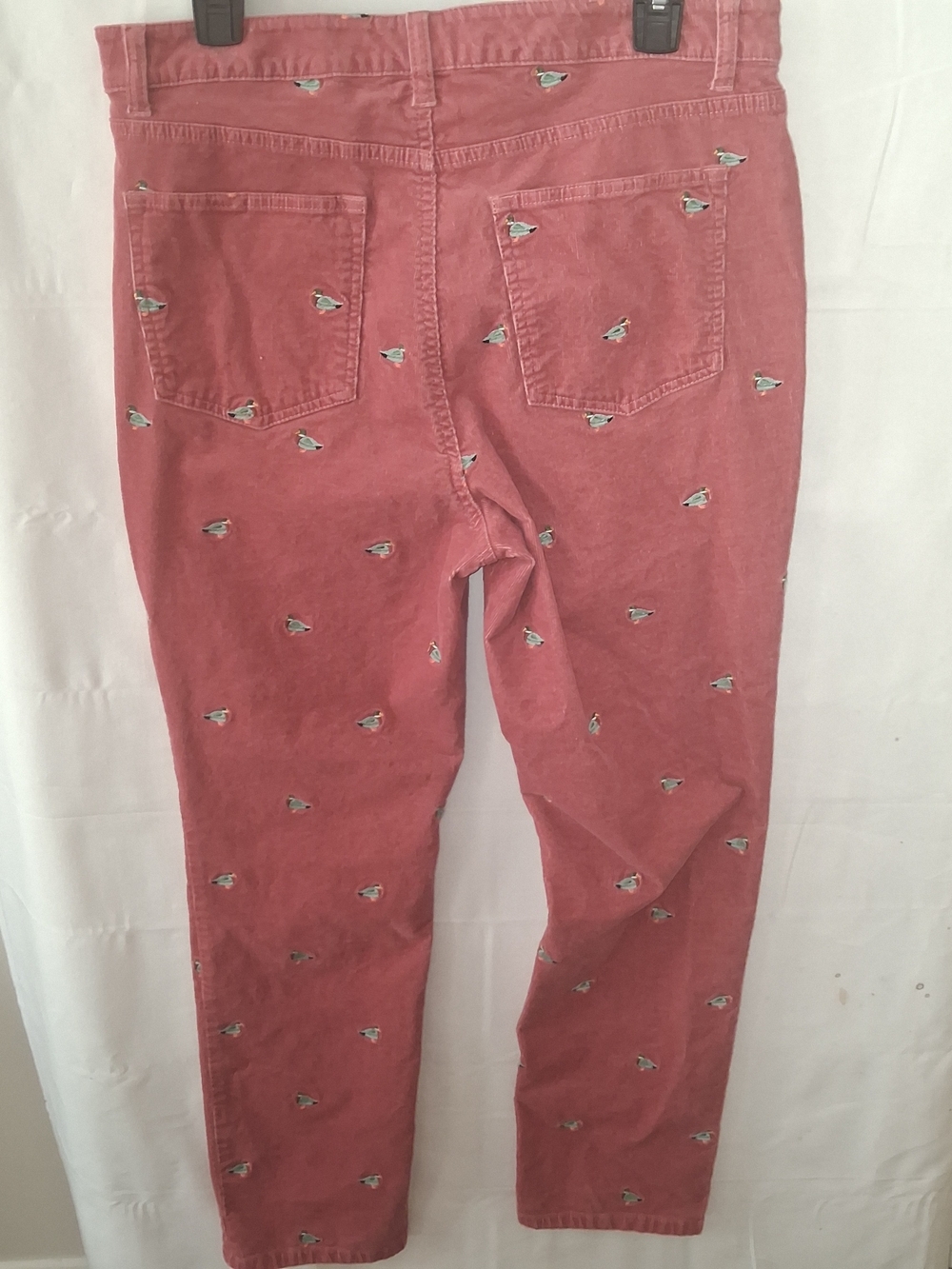Talbots Corduroy Straight Leg Pants Pink Mallard Duck Embroidered Womens 12P - Picture 3 of 7